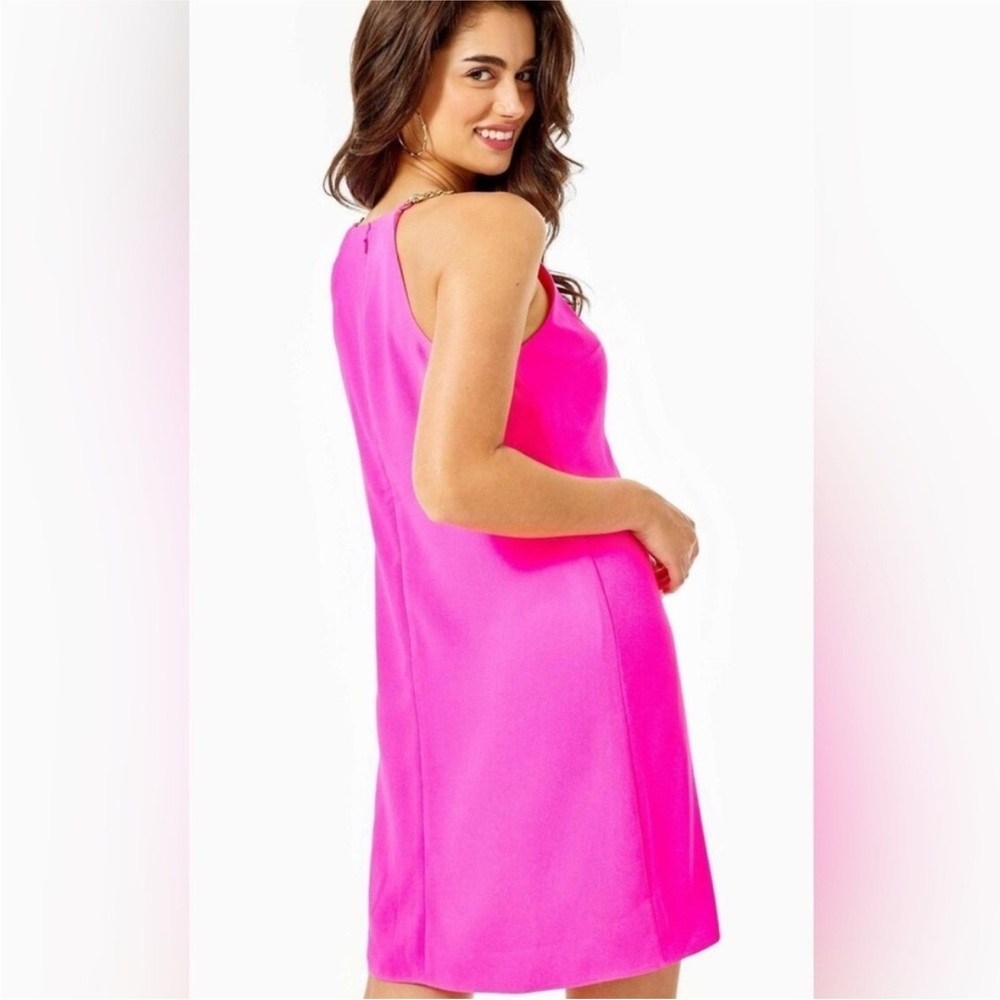 Lilly Pulitzer Adrienne dress
All pink with gold chain straps NWT